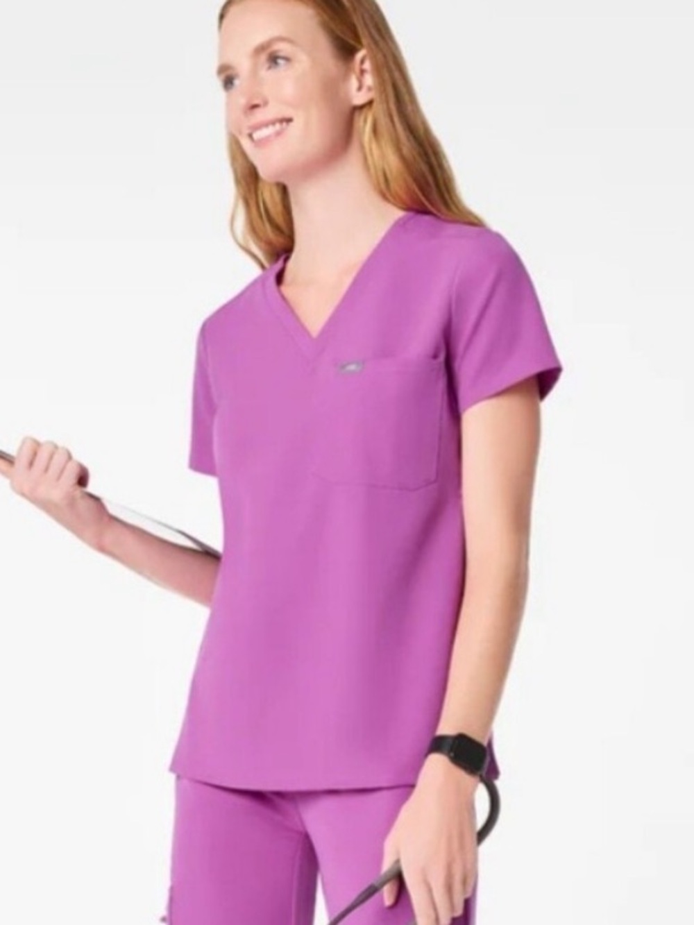 Women’s Figs Catarina Scrub Top - Pink Cloud - L